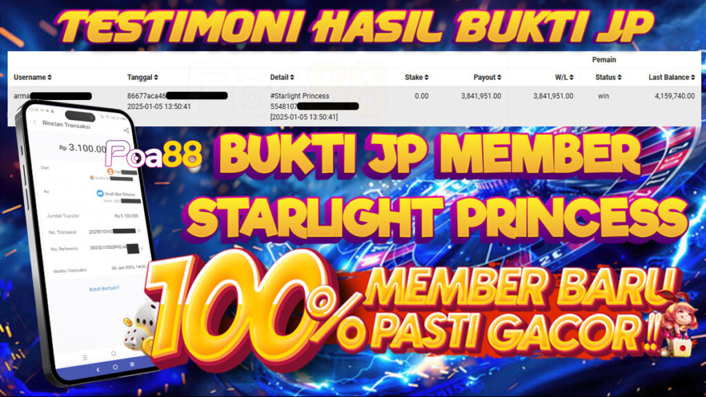 BUKTI JP SLOT STARLIGHT PRINCESS DI POA88 LUNAS