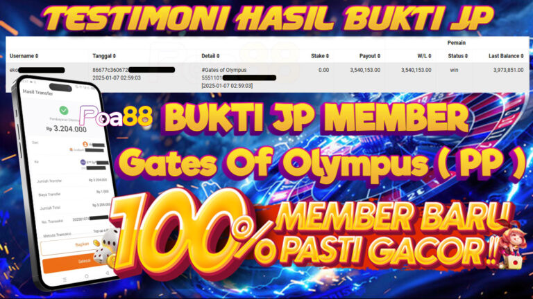 BUKTI JP SLOT GATES OF OLYMPUS DI POA88 LUNAS