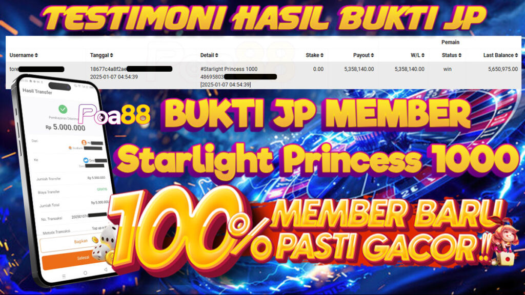 BUKTI JP SLOT STARLIGHT PRINCESS 1000 DI POA88 LUNAS