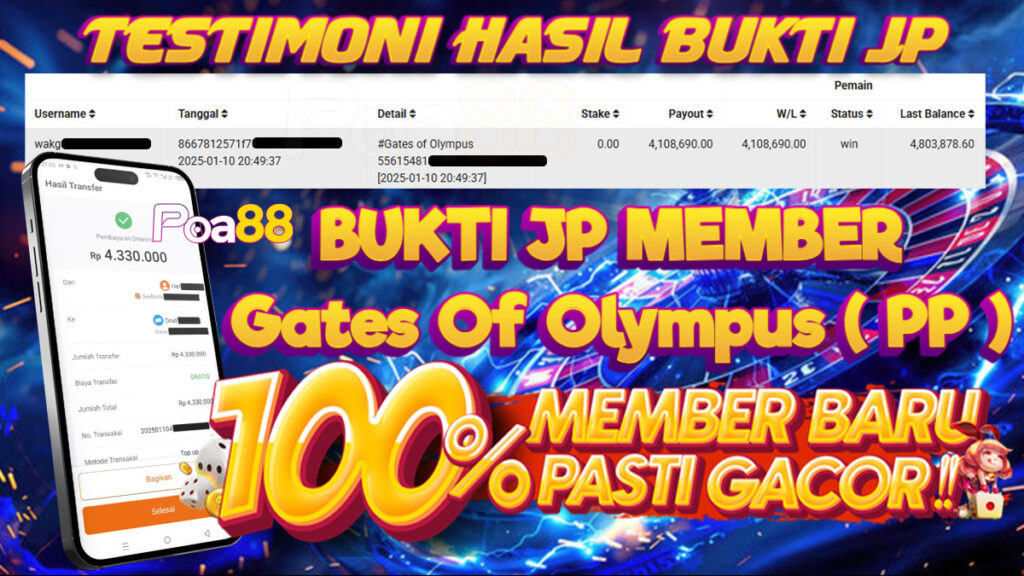 BUKTI JP SLOT GATES OF OLYMPUS DI POA88 LUNAS