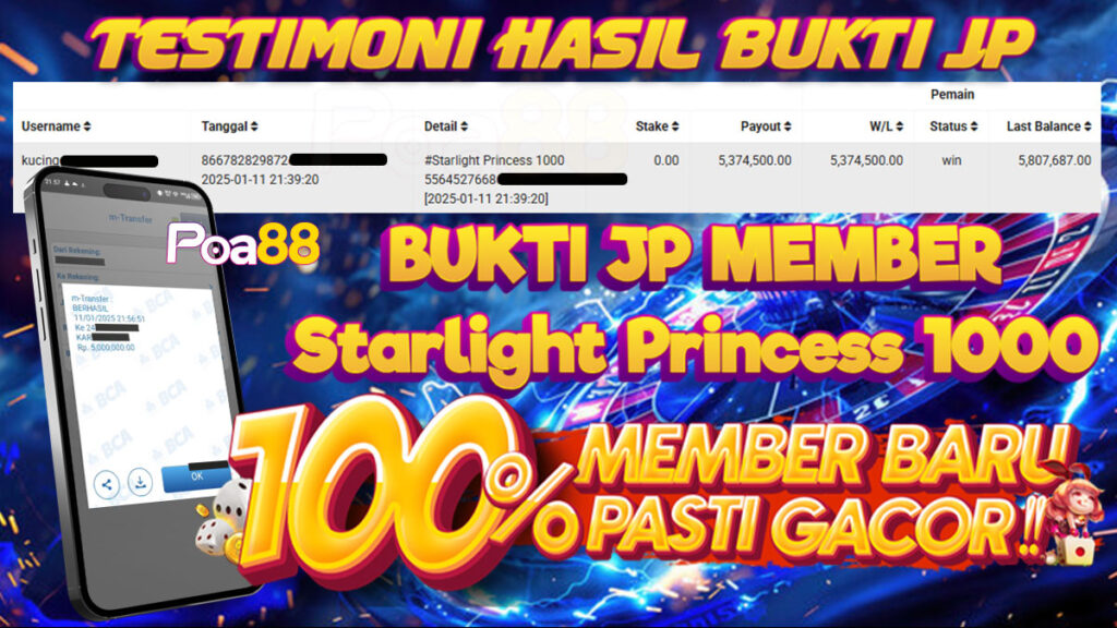 BUKTI JP SLOT STARLIGHT PRINCESS 1000 DI POA88 LUNAS